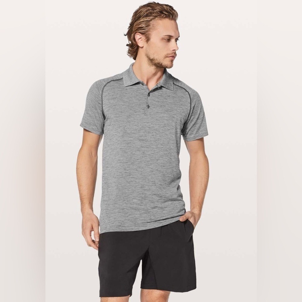 Lululemon Metal Vent Tech Polo Shirt Slate White XL Athletic Golf Gym Workout
